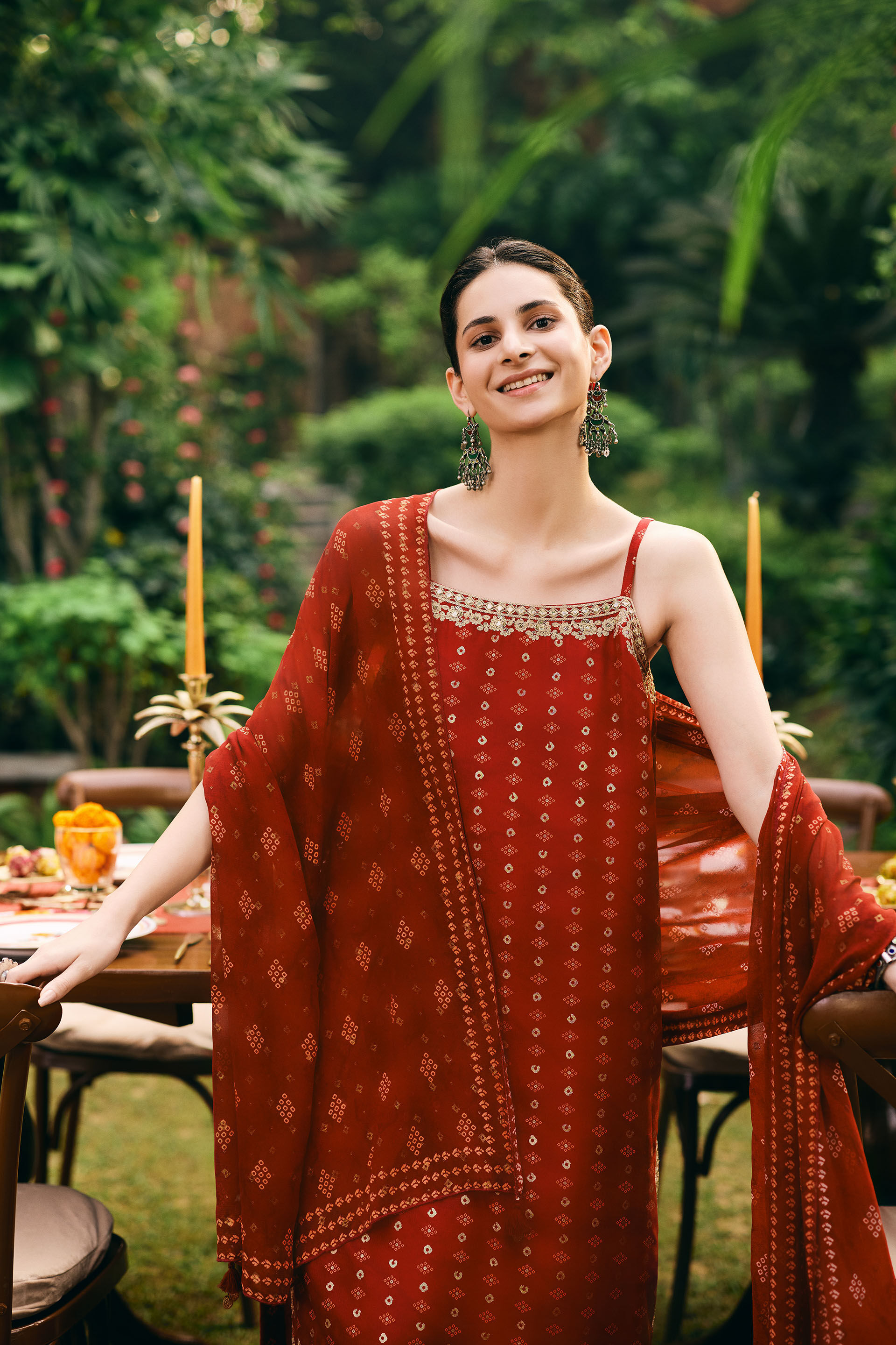 Laal Adah Kurta Set, Red, image 5